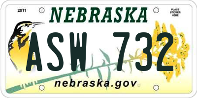 NE license plate ASW732