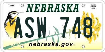 NE license plate ASW748