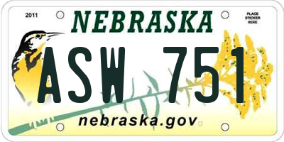 NE license plate ASW751