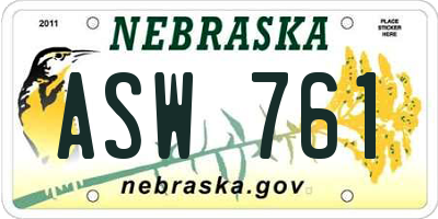 NE license plate ASW761