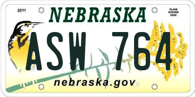 NE license plate ASW764