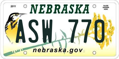 NE license plate ASW770