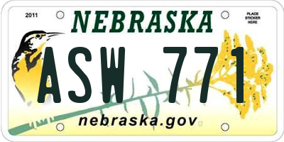 NE license plate ASW771
