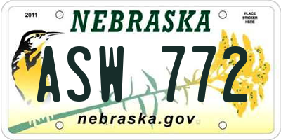NE license plate ASW772