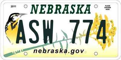 NE license plate ASW774