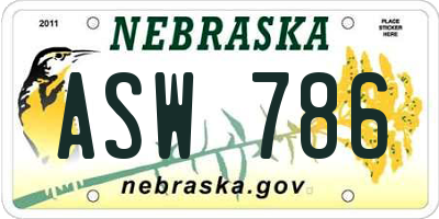 NE license plate ASW786