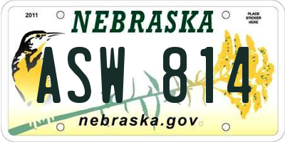 NE license plate ASW814