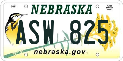 NE license plate ASW825