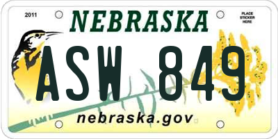 NE license plate ASW849