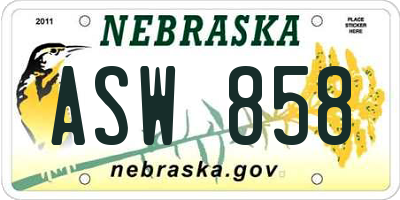 NE license plate ASW858