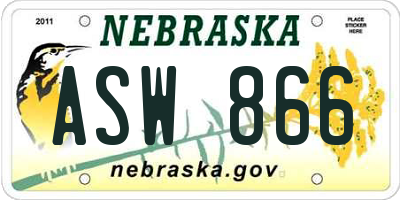 NE license plate ASW866