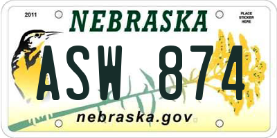 NE license plate ASW874