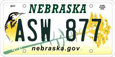 NE license plate ASW877