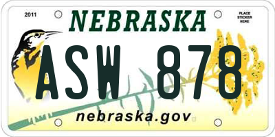NE license plate ASW878