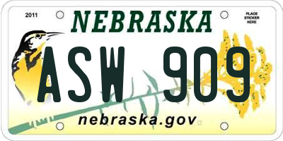 NE license plate ASW909