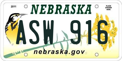 NE license plate ASW916