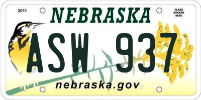 NE license plate ASW937