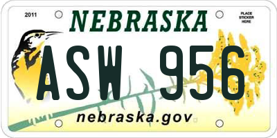 NE license plate ASW956