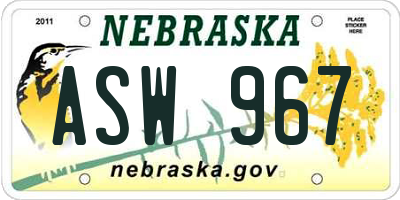 NE license plate ASW967