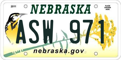 NE license plate ASW971