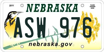 NE license plate ASW976