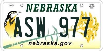 NE license plate ASW977