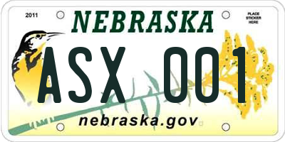 NE license plate ASX001