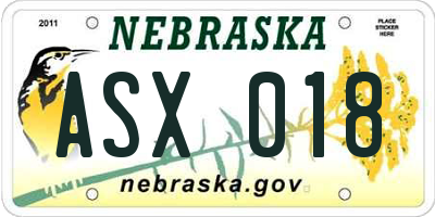 NE license plate ASX018