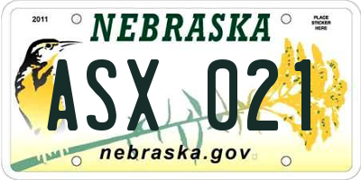 NE license plate ASX021