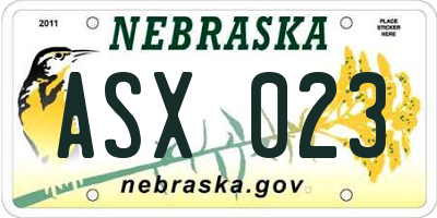 NE license plate ASX023