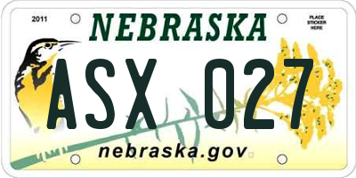 NE license plate ASX027