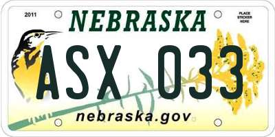 NE license plate ASX033