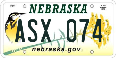NE license plate ASX074