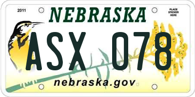 NE license plate ASX078