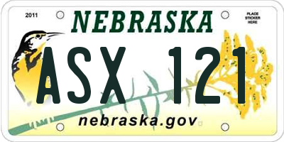 NE license plate ASX121
