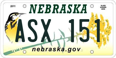NE license plate ASX151