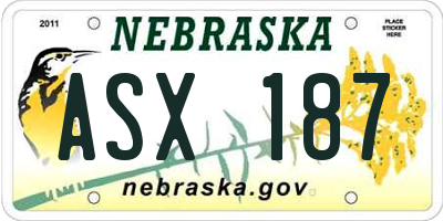 NE license plate ASX187