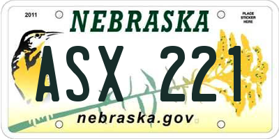 NE license plate ASX221