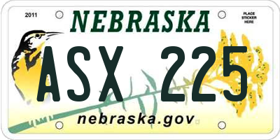 NE license plate ASX225