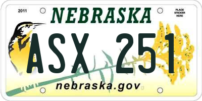 NE license plate ASX251