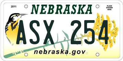 NE license plate ASX254