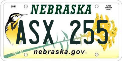 NE license plate ASX255