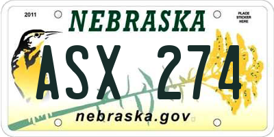 NE license plate ASX274