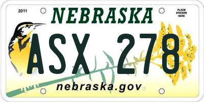 NE license plate ASX278