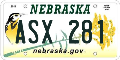 NE license plate ASX281