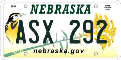 NE license plate ASX292