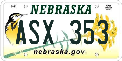 NE license plate ASX353