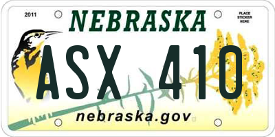 NE license plate ASX410