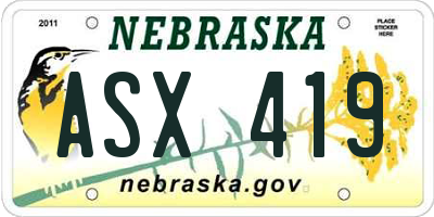 NE license plate ASX419