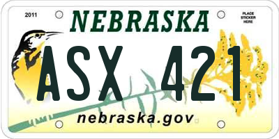 NE license plate ASX421